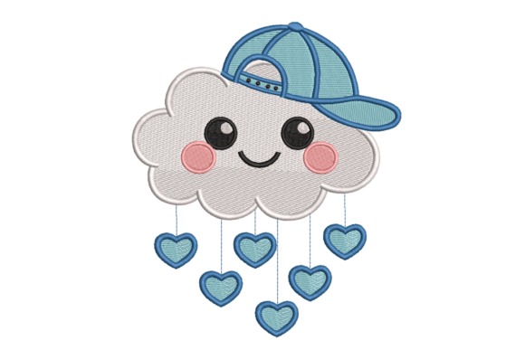 Cute Cloud with Cap Hearts: A Seasonal Embroidery Gem