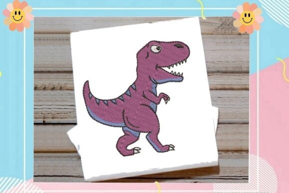 Cute Purple T-Rex Dinosaur: A Playful Touch for Kids' Embroidery Projects