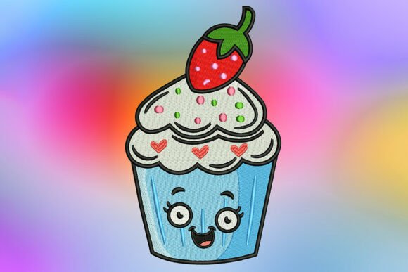 Cute Vanilla Strawberry Cupcake: A Sweet Seasonal Embroidery Pick