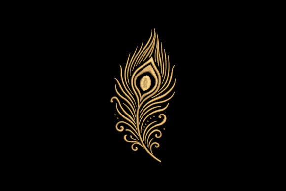 Elegant Peacock Feather Embroidery Design