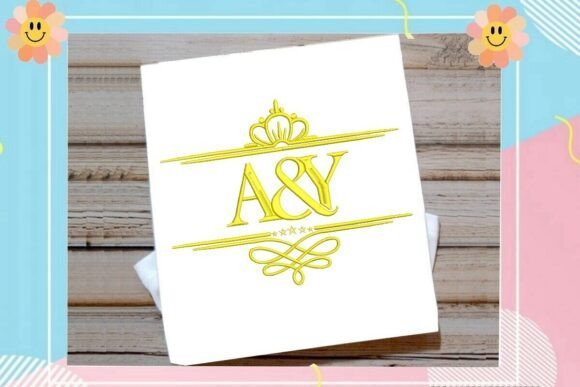 Gold Crown Split Monogram: A Regal Touch for Holiday Embroidery