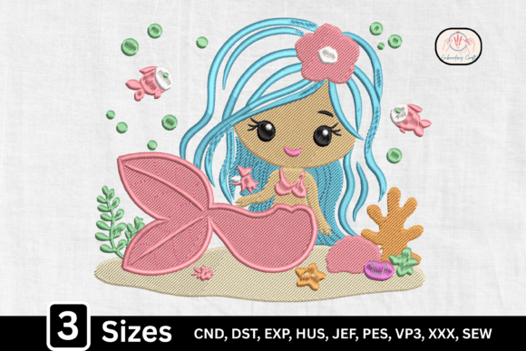 Kawaii Mermaid: A Sweet Splash for Personalized Embroidery