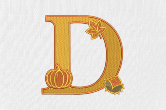 Letter D Autumn Monogram: A Seasonal Touch for Personalized Embroidery