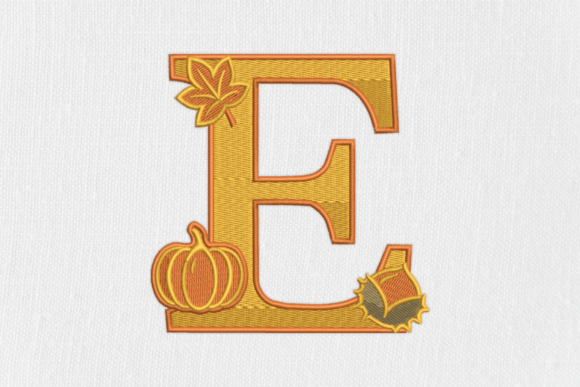 Letter E Autumn Monogram: A Seasonal Embroidery Design for Etsy Sellers
