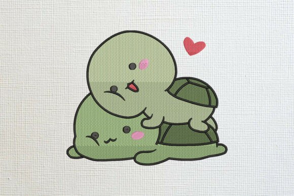 Playful Stacking Kawaii Turtles