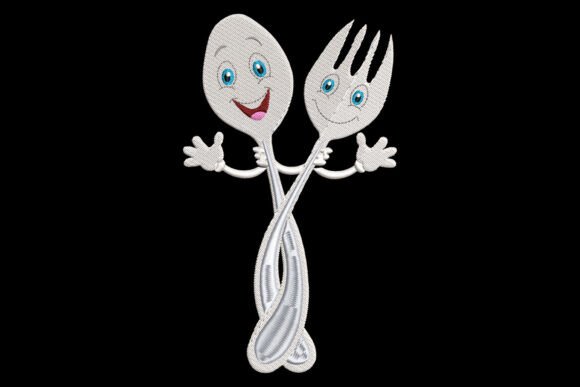 Spoon and Fork: A Charming Kitchen Embroidery Design for Craft Fair Sellers