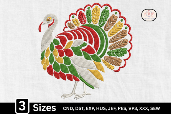 Thanksgiving Folk Art Turkey Review for Sweatshirt Embroidery